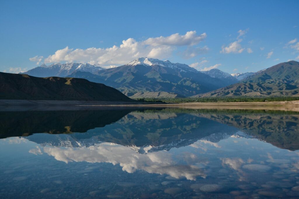 reflective photography of mountain