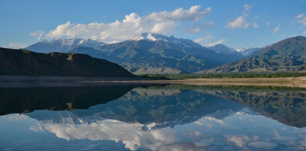 reflective photography of mountain