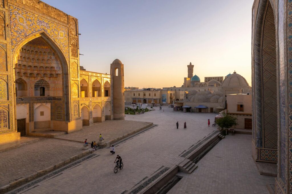 historical khiva at sunset in uzbekistan