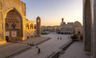 historical khiva at sunset in uzbekistan