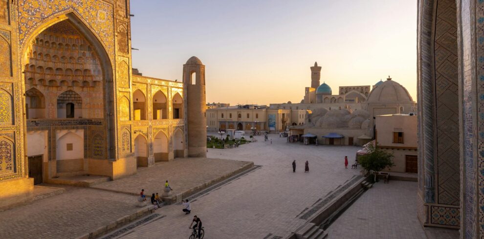 historical khiva at sunset in uzbekistan
