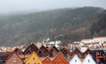 colorful wooden houses in bergen norway
