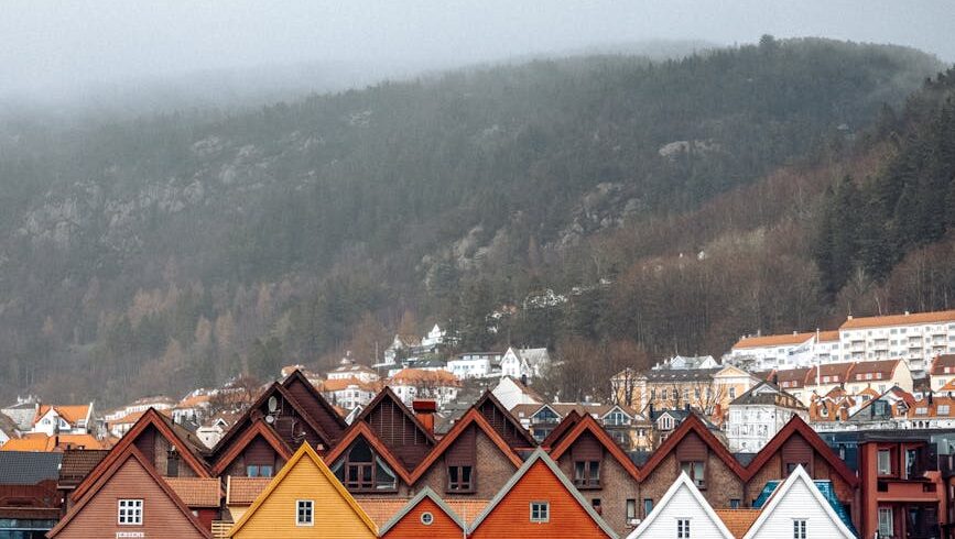 colorful wooden houses in bergen norway