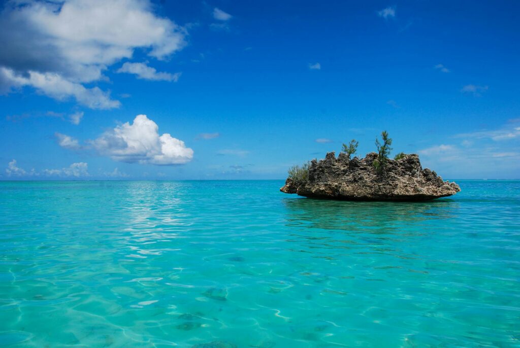 scenic view of rock formation on a calm sea